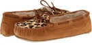 Cinnamon Suede Minnetonka Leopard Cally Slipper for Women (Size 7)