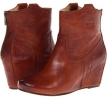 Cognac Antique Soft Full Grain Frye Carson Wedge Bootie for Women (Size 7.5)