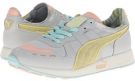 Glacier Gray/Sunny Lime/Pastel Pink PUMA RS100 Canvas Wn s for Women (Size 9.5)