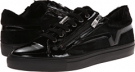 Black Versace Collection Patent and Pony Low-Top Sneaker with Zipper for Men (Size 12)