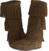 Loden Suede Minnetonka 3 Layer Fringe Boot for Women (Size 5)