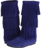 Blue Violet Suede Minnetonka 3 Layer Fringe Boot for Women (Size 6)