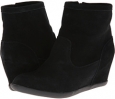 Black Suede Minnetonka Side Zip Hidden Wedge for Women (Size 6)