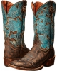 Chocolate Distressed/Turquoise Dan Post Garden Party for Women (Size 8)