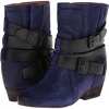 Dark Blue Oiled Suede/Black Leather Naya Fisher Hidden Wedge Boot for Women (Size 6)