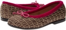 Beige Fendi Kids Monogram Ballerina with Magenta Velvet Trim for Kids (Size 8)