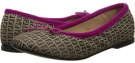 Beige Fendi Kids Monogram Ballerina with Magenta Velvet Trim for Kids (Size 4.5)