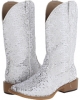 White Roper Lace Glitter Square Toe Boot for Women (Size 6)