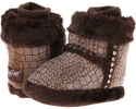 Brown M&F Western Plush Heart Sequin Bootie Slippers for Women (Size 4)