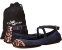 Midnight/Grey Leopard Yosi Samra Maya Two-Tone Crossover Ankle Strap for Women (Size 10)