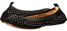 Black Yosi Samra Samara Kid Suede Micro Studded Fold Up Flat for Women (Size 6)